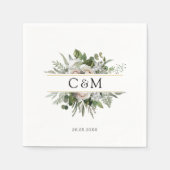 Eenvoudige, elegante eucalyptus White Roses Servet (Voorkant)