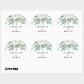 Eenvoudige, elegante eucalyptuscadeaulabels ronde sticker (Vel)