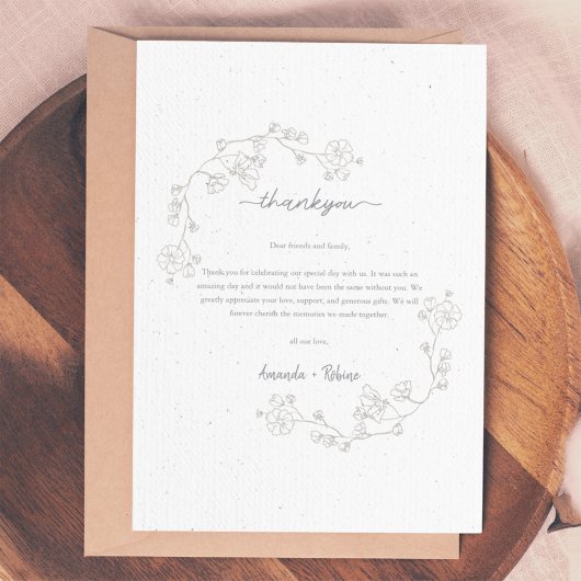 Eenvoudige elegante Floral Bedankkaart