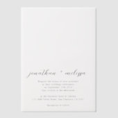 Eenvoudige elegante Flowy Script Overlay bruiloft Vellum Uitnodigingen (Voorkant)