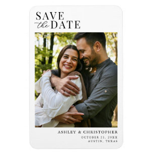 Eenvoudige Elegante Foto Bruiloft Bewaar de Datum Magneet