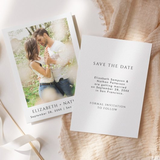 Eenvoudige elegante foto | Bruiloft Save The Date