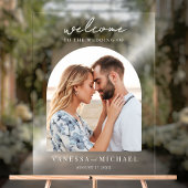 Eenvoudige elegante foto bruiloft welkom acryl bord