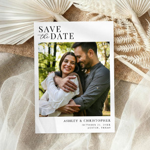 Eenvoudige Elegante Foto Huwelijk Bewaar de Datum Save The Date
