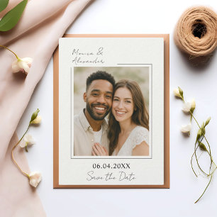Eenvoudige elegante foto luxe bruiloft save the date