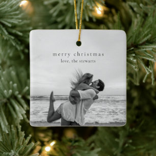Eenvoudige Elegante Foto Moderne Kerstmis Keramisch Ornament