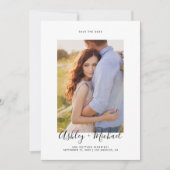 Eenvoudige Elegante Foto QR Code Bruiloft Save The Date (Voorkant)