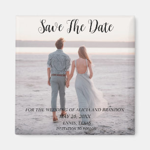 Eenvoudige elegante foto's Weddenschap Modern Whim Magneet