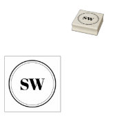 Eenvoudige Elegante Gepersonaliseerde Monogram Ini Rubberstempel (Gestempeld)