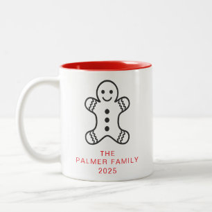 Eenvoudige Elegante Gingerbread Christmas familien Tweekleurige Koffiemok