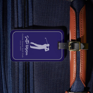 Eenvoudige Elegante Golfer Label met Naam Bagagelabel
