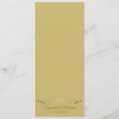 Eenvoudige Elegante Goud & Cream Lacy Filigree Bru Menu (Achterkant)