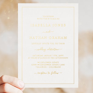 Eenvoudige Elegante Gouden Bruiloft Folie Uitnodiging
