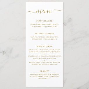 Eenvoudige Elegante Gouden Bruiloft Menu