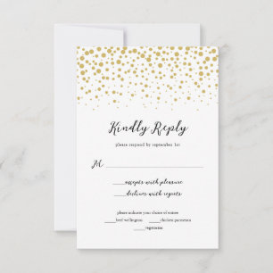 Eenvoudige Elegante Gouden Confetti Huwelijksreact RSVP Kaartje