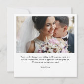 Eenvoudige Elegante Gouden Douanefoto Huwelijk Bedankkaart (Achterkant)