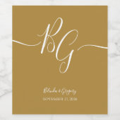 Eenvoudige Elegante Gouden Initiële Letters Trouwf Wijn Etiket (Enkel label)
