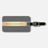 Eenvoudige Elegante Gouden Metaal monogrammed Naam Bagagelabel (Voorkant horizontaal)