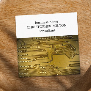 Eenvoudige Elegante Gouden Printplaat HighTech Die Vierkante Visitekaartje