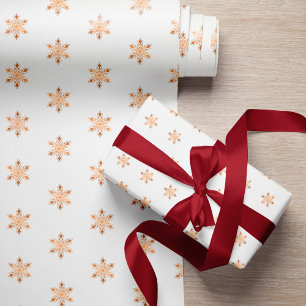 Eenvoudige elegante gouden sneeuwvlokken witte ker cadeaupapier