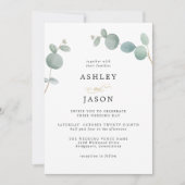 Eenvoudige elegante groen Eucalyptus laat bruiloft Kaart (Voorkant)
