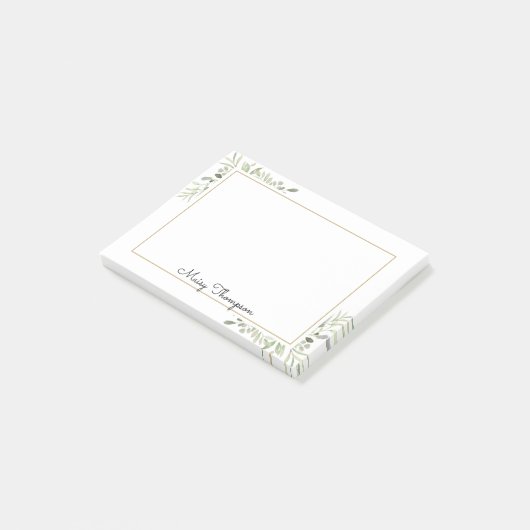 Eenvoudige Elegante Groene Bloemen Post-it® Notes (Schuin)