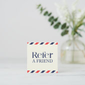 Eenvoudige Elegante Haar Rood Blauw Verwijzende Ka Aanbevelingskaartje (Staand voorkant)