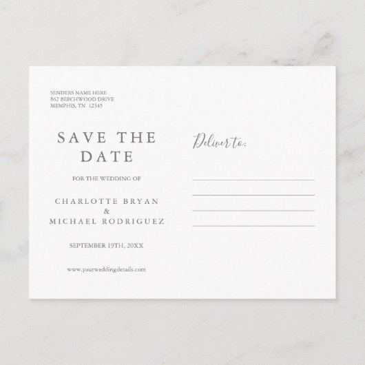 Eenvoudige Elegante Handtekening Script Sla de Dat Aankondigingskaart (Achterkant)