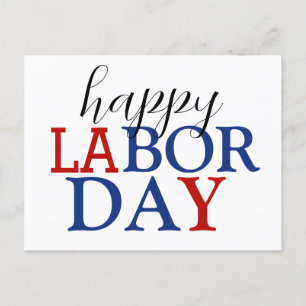 Eenvoudige Elegante Happy Labor Day Rood Wit Blauw Briefkaart