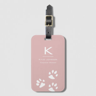 Eenvoudige elegante Hondenpoot Schattige Roze Mono Bagagelabel