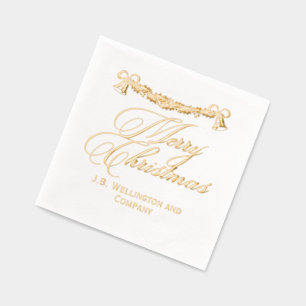 Eenvoudige Elegante Hulst Bellen Prettig Kerstmis  Folie Servetten
