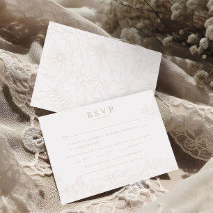 Eenvoudige Elegante Ivoren Tuin Bruiloft RSVP Informatiekaartje