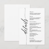 Eenvoudige Elegante Kalligrafie Details bijgevoegd Informatiekaartje (Voorkant / Achterkant)