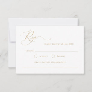 Eenvoudige elegante kalligrafie Faux Gold Fairy Ta RSVP Kaartje
