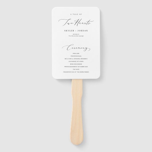 Eenvoudige elegante kalligrafie Modern huwelijkspr Handwaaier (Voorkant)