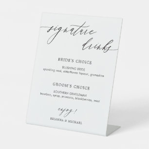 Eenvoudige Elegante Kalligrafie Signature Drinken Reclamebord Met Voetstuk