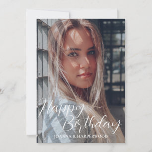 Eenvoudige elegante kalligrafie verjaardag stijlvo kaart
