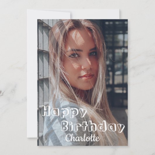 Eenvoudige elegante kalligrafie verjaardag stijlvo kaart (Voorkant)