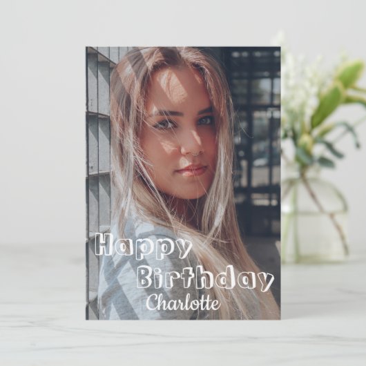 Eenvoudige elegante kalligrafie verjaardag stijlvo kaart (Staand voorkant)