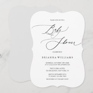 Eenvoudige Elegante Kalligrafie Zwart Wit Baby sho Kaart