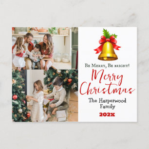 Eenvoudige elegante kerst familie foto collage feestdagenkaart