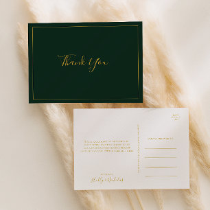 Eenvoudige elegante kerst Groene bruiloft Dank u Briefkaart