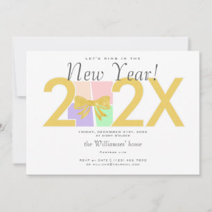 Eenvoudige elegante kerst Nieuwjaar Gift Box Bow Kaart