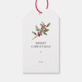 Eenvoudige elegante kerst Waterverf Botanisch Cadeaulabel (Voorkant)