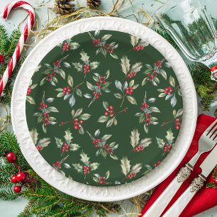 Eenvoudige elegante kerst Waterverf Botanisch Papieren Bordje