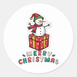 Eenvoudige Elegante Kerst Waterverf Botanische  Ronde Sticker