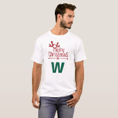 Eenvoudige elegante kerstfamilie monogrammed naam t-shirt (Voorkant volledig)