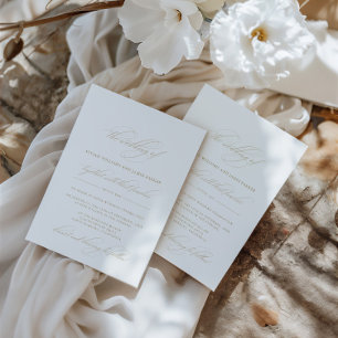 Eenvoudige elegante klassieke kalligrafie bruiloft kaart