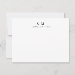 Eenvoudige Elegante Klassieke Koppel Monogram Eers Notitiekaartje