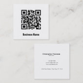 Eenvoudige elegante klassieke zwarte en witte QR-c Vierkante Visitekaartje (Voorkant / Achterkant)